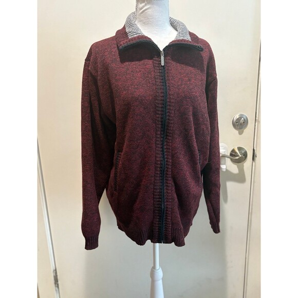 Yeokou Cashmere Blend Gray Lined Zippered Long Sleeve Sweater Jacket L - Picture 1 of 9